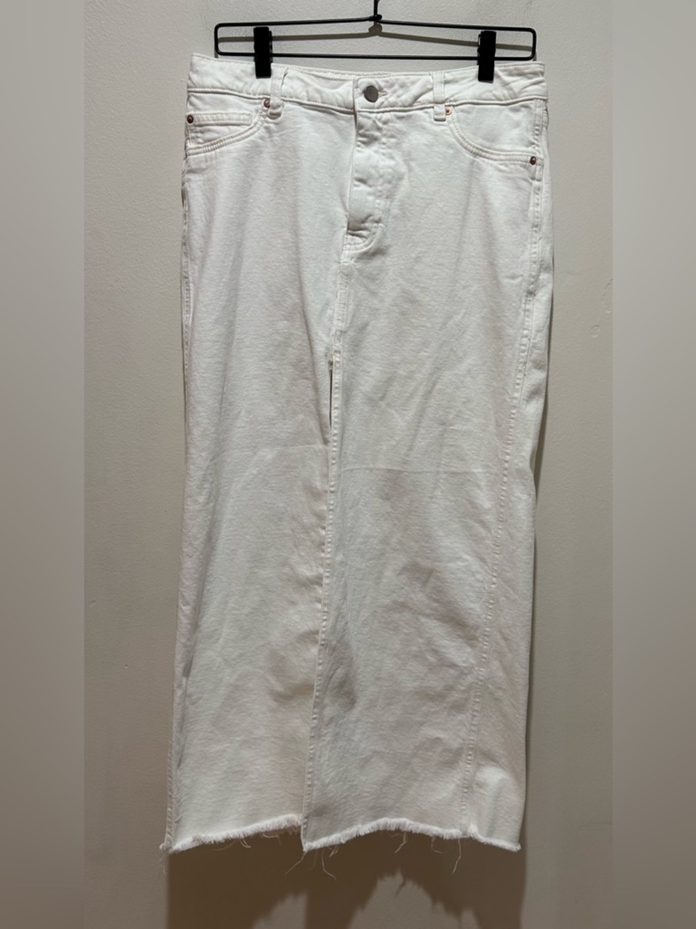 DL1961 Asra Maxi White Jeans Skirt with Pockets & Front Slit - Women’s Size 27